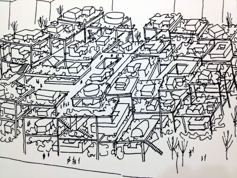 Skizze der ville spatiale von Yona Friedman